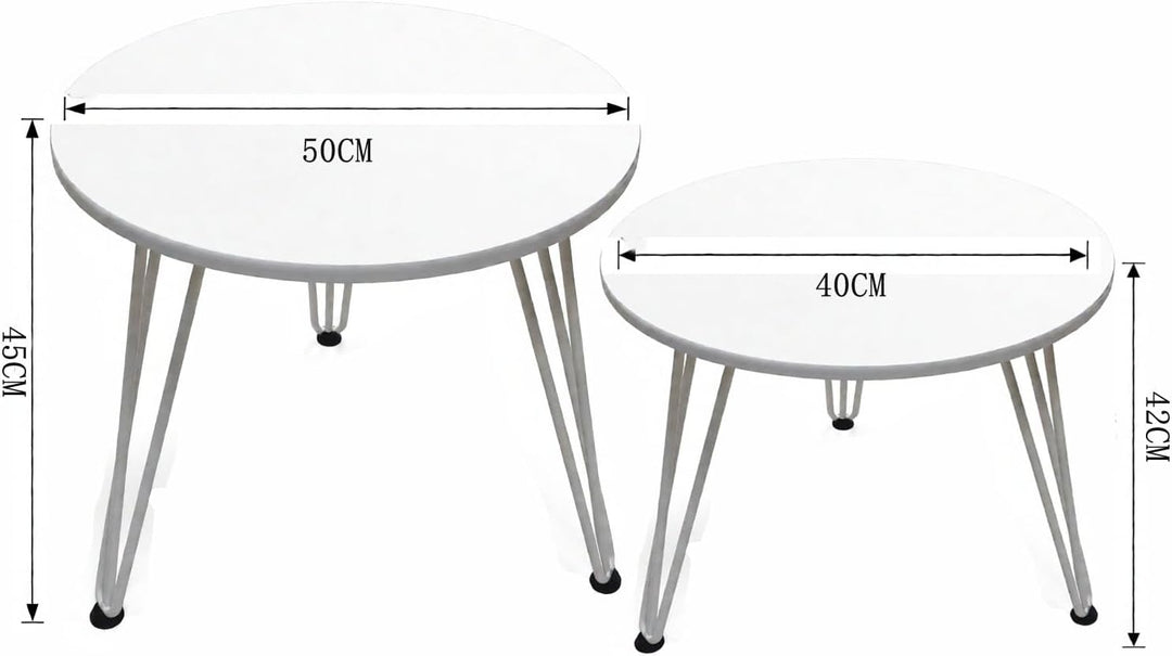 johgee 2 Stück Beistelltische Holz Rund, Couchtisch Rund Set, Sofatisch, Ø 50 cm und Ø 40 cm, Geeign
