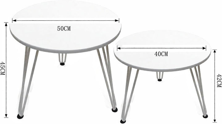 johgee 2 Stück Beistelltische Holz Rund, Couchtisch Rund Set, Sofatisch, Ø 50 cm und Ø 40 cm, Geeign