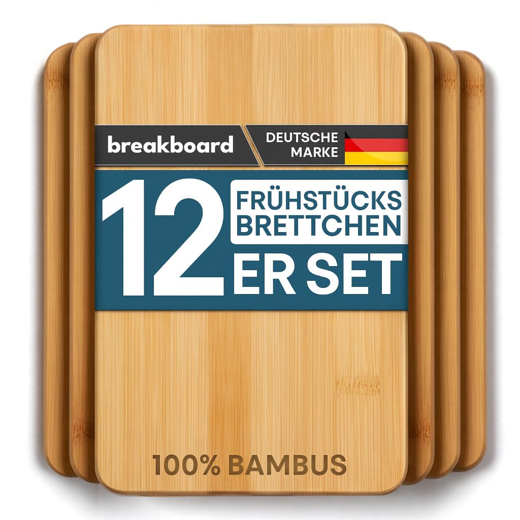 breakboard Frühstücksbrettchen 12er-Set by Molunda - 22 x 14 x 0,8 cm Frühstücksbretter - antibakter