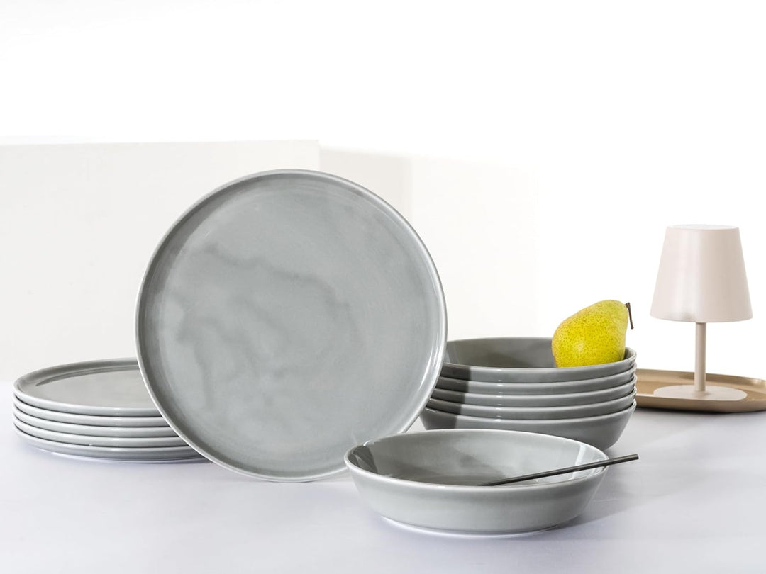 CreaTable, 16735, Serie Chef Collection GRAU, Geschirrset, Tafelservice 12 teilig Tafelservice 12-tl