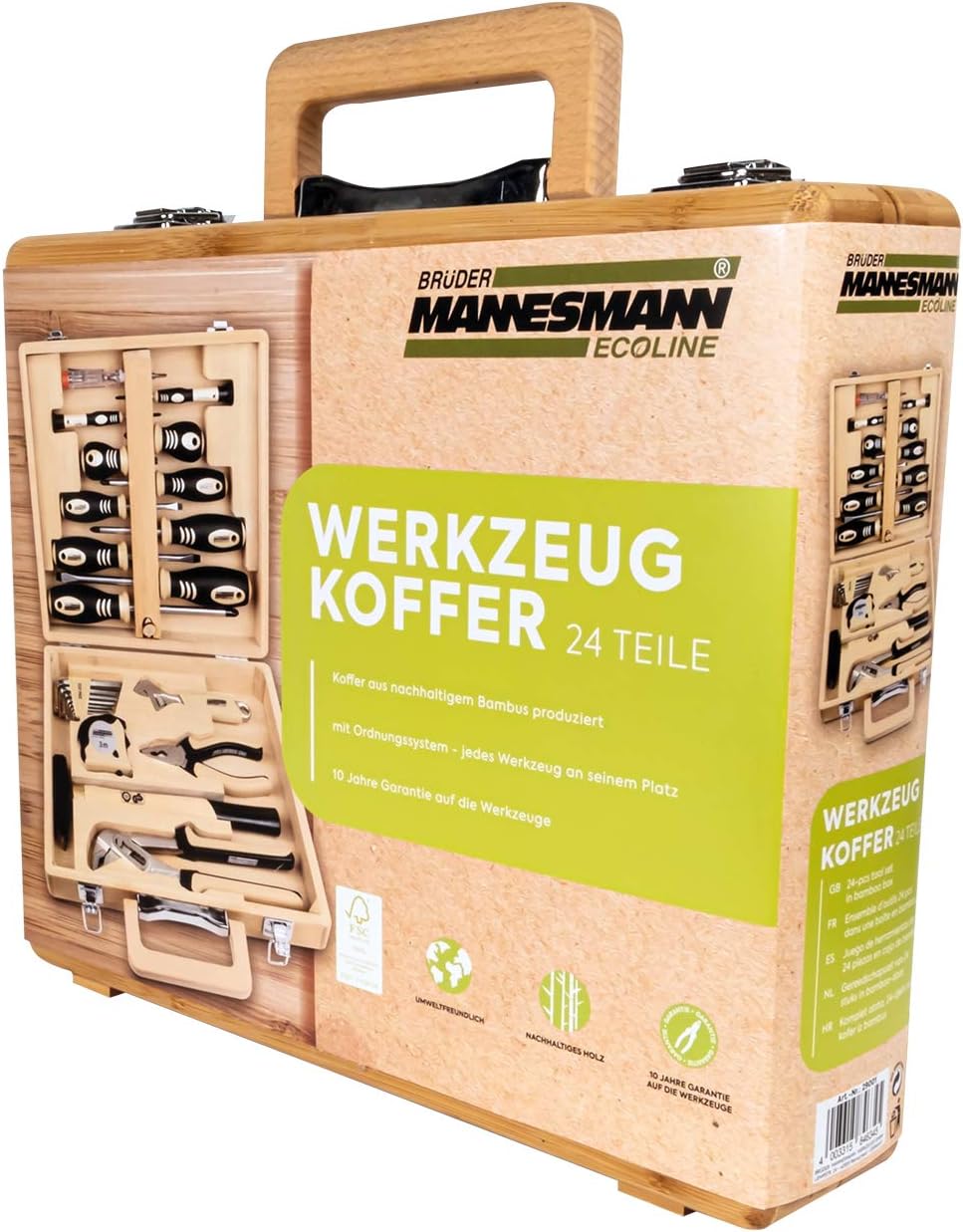 Mannesmann 24-tlg. Bambus-Werkzeugkoffer