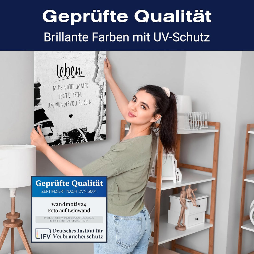 wandmotiv24 Leinwandbild Motivation, 40x30cm, Hochformat, Leben, Deko, Bilder auf Leinwand, Wanddeko