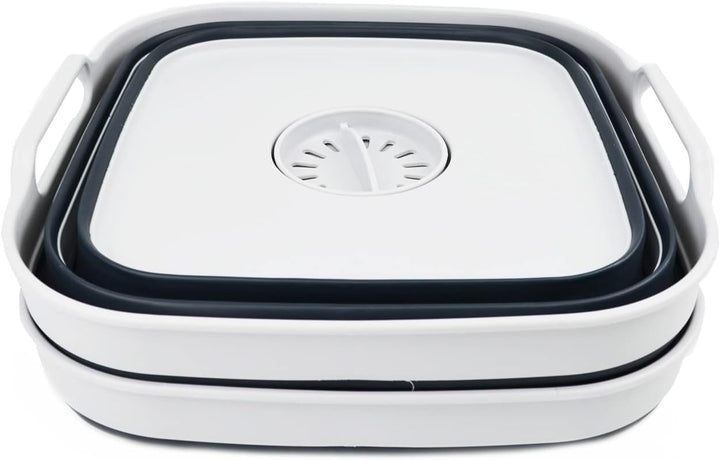 SAMMART 10L Faltschale mit Ablassschraube - Faltbares Waschbecken - Tragbare Geschirrspülwanne - Pla