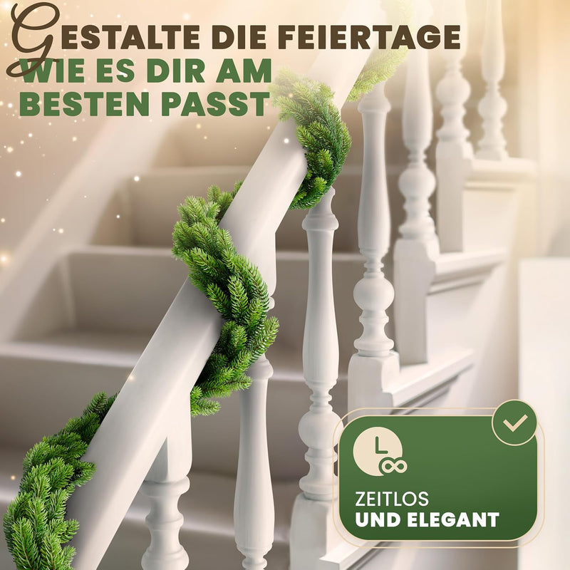 ArtiTree Weihnachtsgirlande - Naturgetreue Tannengirlande, 270cm Grün, Perfekt für Weihnachtsdeko In