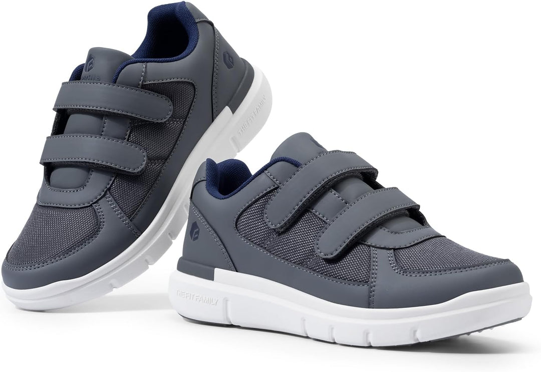 FitVille Herren Easytop Duo Strap Schuhe V3 Extra Weit Turnschuhe Sneaker 40 EU X-Weit Grau, 40 EU X