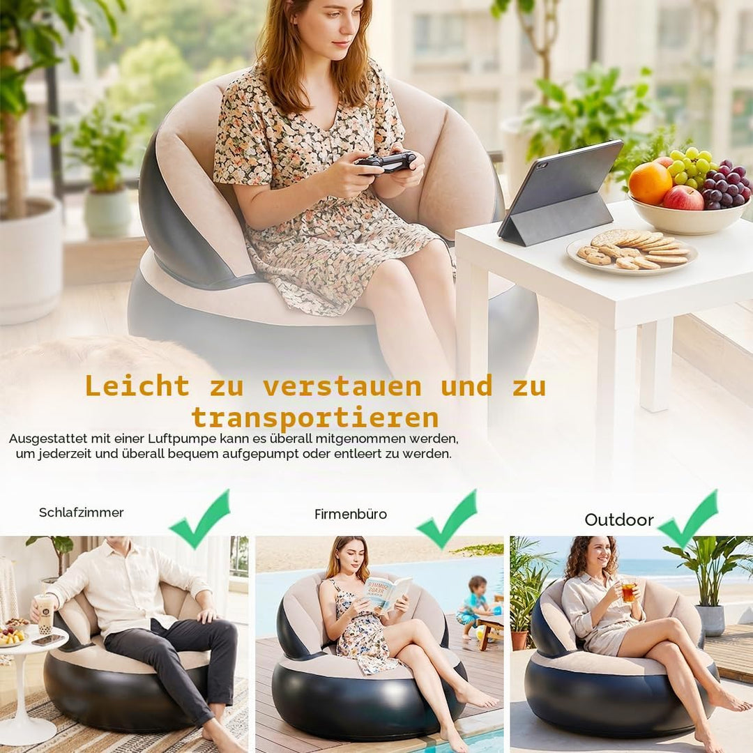 Aufblasbares Sofa, Wasserdichtes Luftsofa Aufblasbares, Aufblasbarer Sessel, Sessel, Sofa und Couch