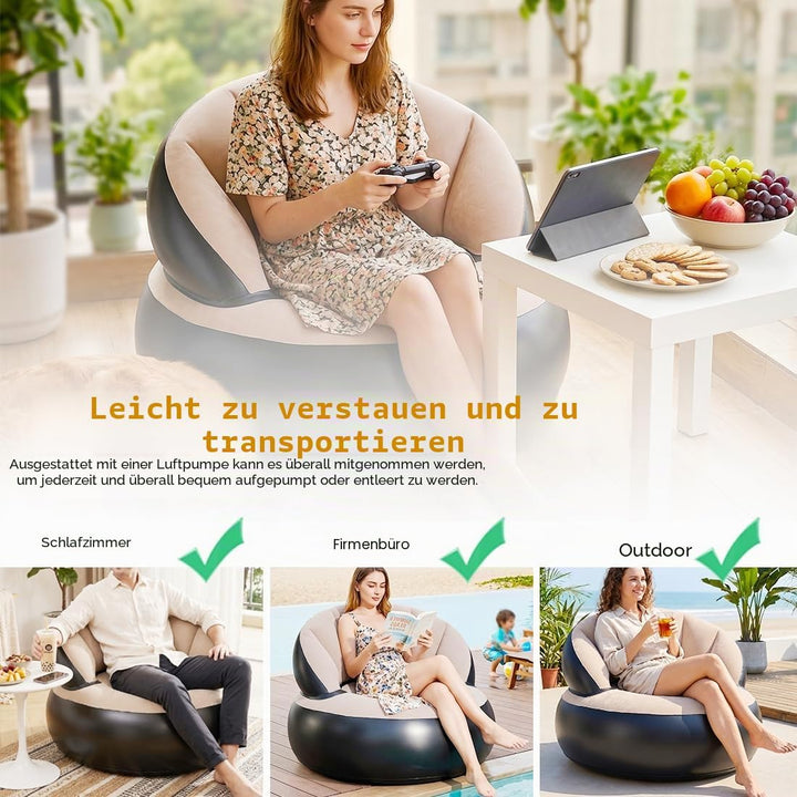 Aufblasbares Sofa, Wasserdichtes Luftsofa Aufblasbares, Aufblasbarer Sessel, Sessel, Sofa und Couch
