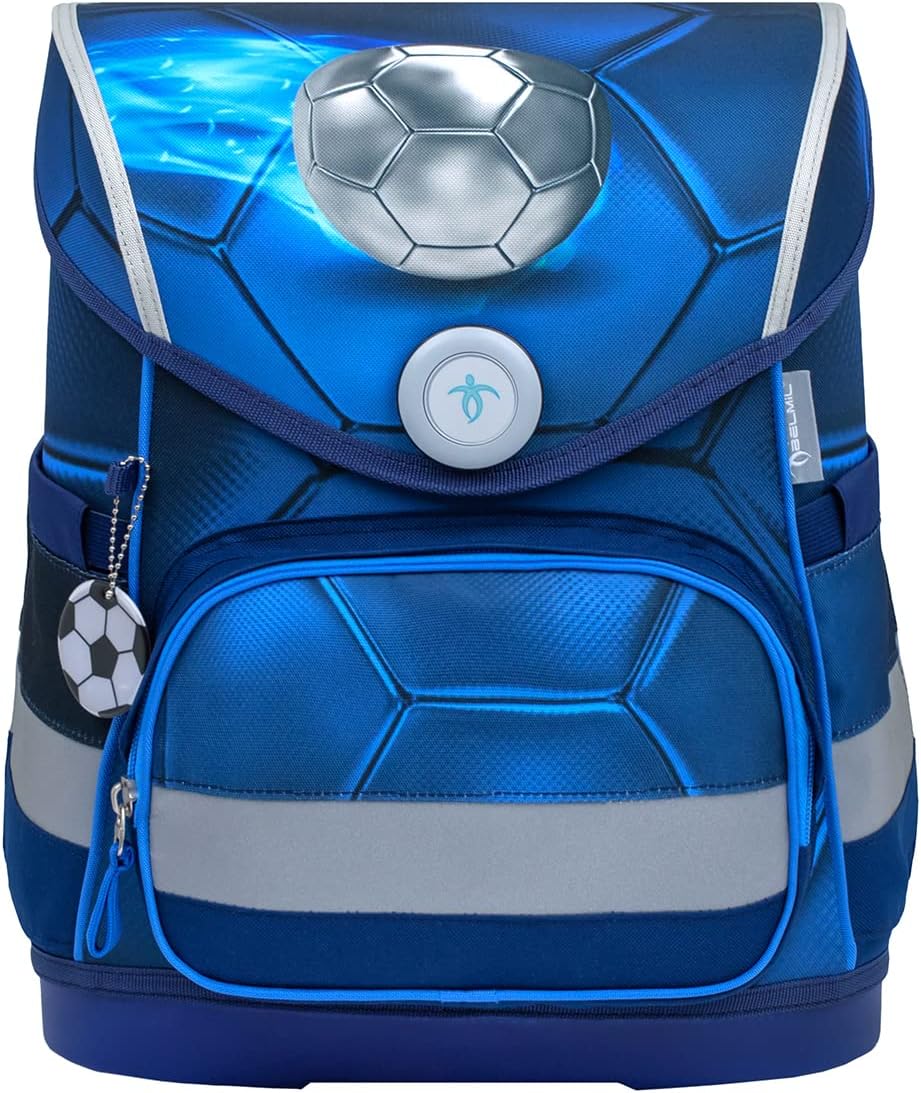 Belmil ergonomischer Schulranzen Set 4 -teilig für Jungen 1-4 Klasse Grundschule/Brustgurt/Magnetver