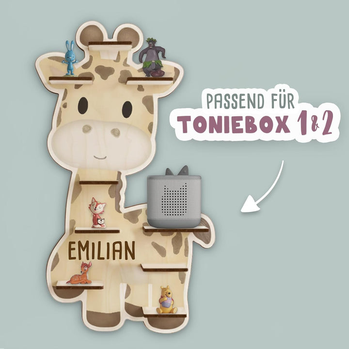 hellomini Tonie Regal Mädchen mit Wunschnamen - Personalisiertes Toniebox Regal fürs Kinderzimmer -