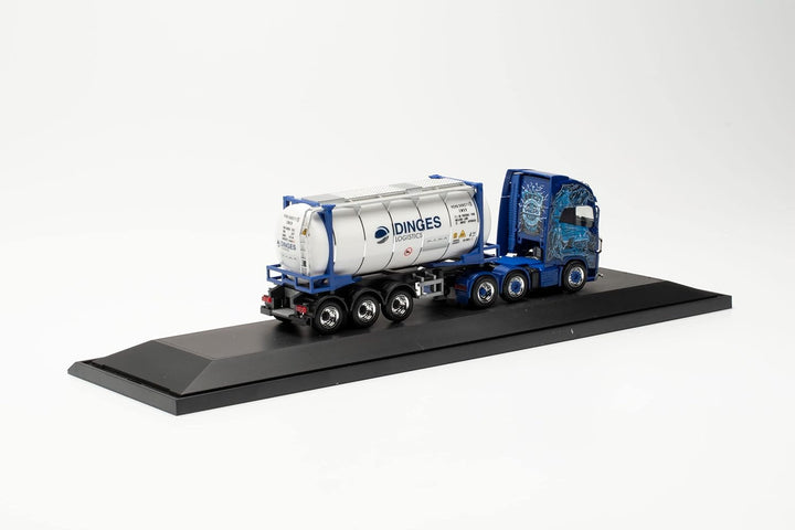 herpa 122184 Volvo FH Gl. XL 6 x 2 Tankcontainer-Sattelzug „Ingo Dinges“ LKW Miniaturmodelle Kleinmo