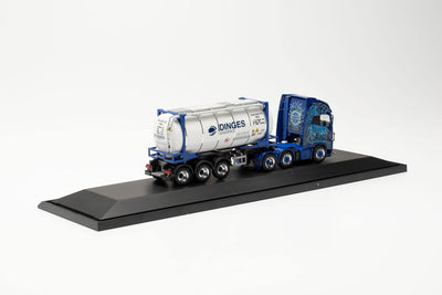 herpa 122184 Volvo FH Gl. XL 6 x 2 Tankcontainer-Sattelzug „Ingo Dinges“ LKW Miniaturmodelle Kleinmo