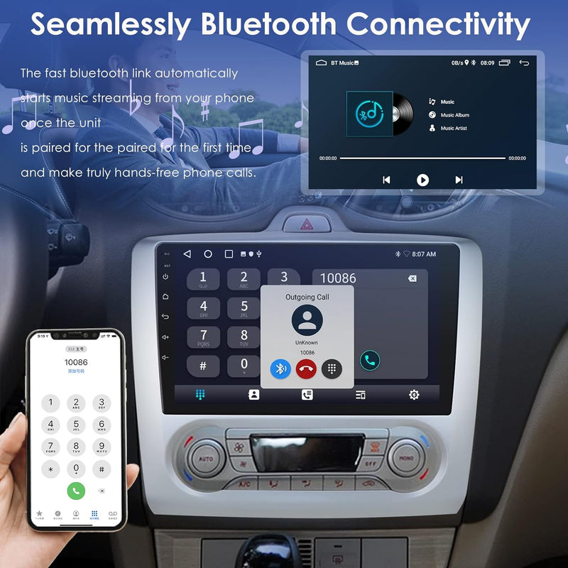 Ossuret Android 10 Autonavigation unterstützt Bluetooth WiFi Mirror Link, passend für Ford Focus Exi