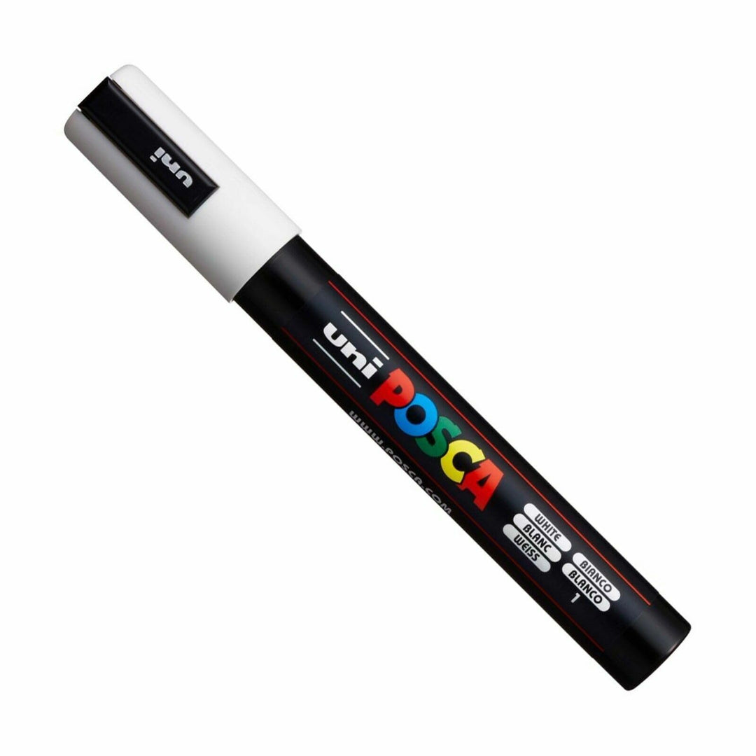 Uni Posca PC5M Filzstift M-Spitze 1,8 - 2,5 mm Strichbreite 12 Stück weiss, weiss
