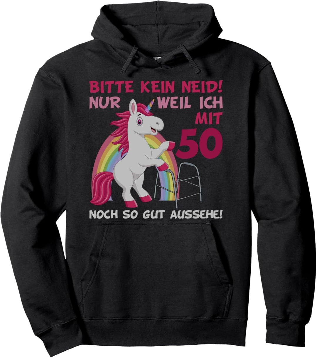 50. Geburtstag Frauen & Männer 50 Jahre Einhorn mit Rollator Pullover Hoodie