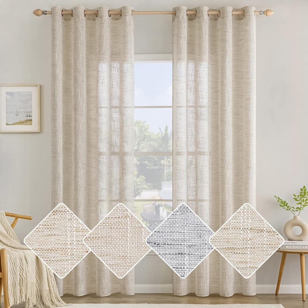 MIULEE Vorhang Gardinen Leinen mit ösen Voile Vorhänge Leinenoptik Gardinen Wohnzimmer Modern Fenste