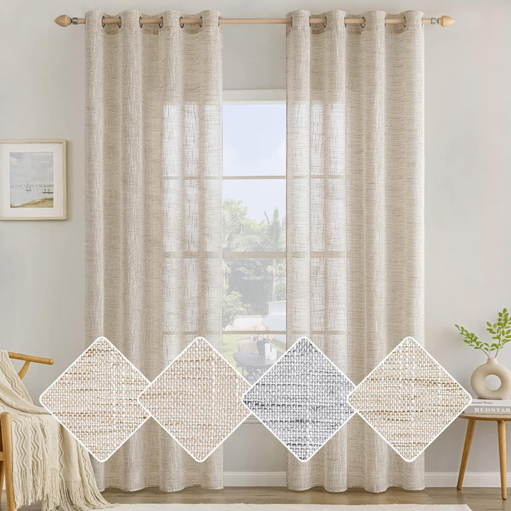 MIULEE Vorhang Gardinen Leinen mit ösen Voile Vorhänge Leinenoptik Gardinen Wohnzimmer Modern Fenste