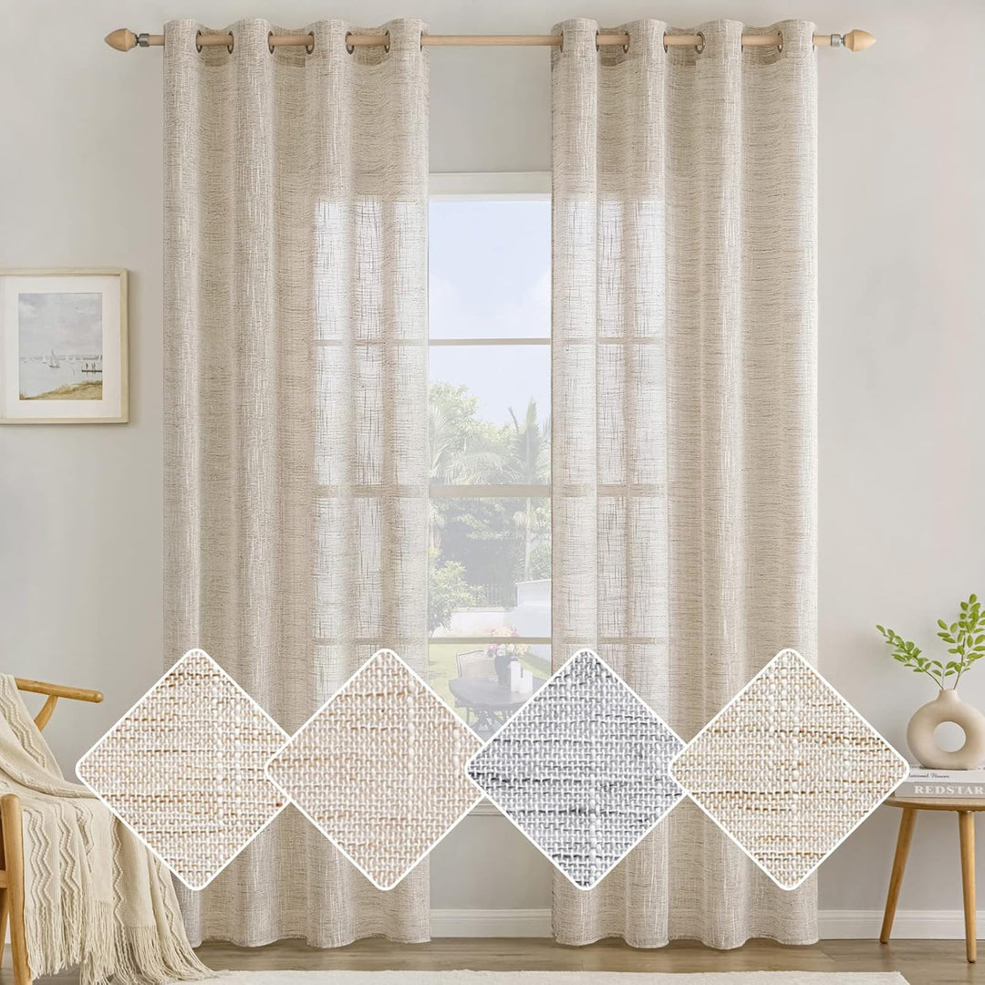 MIULEE Vorhang Gardinen Leinen mit ösen Voile Vorhänge Leinenoptik Gardinen Wohnzimmer Modern Fenste