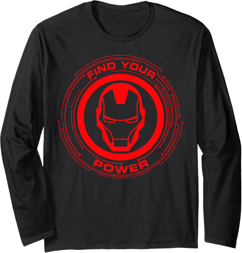 Marvel Iron Man Find Your Power Simple Logo Langarmshirt