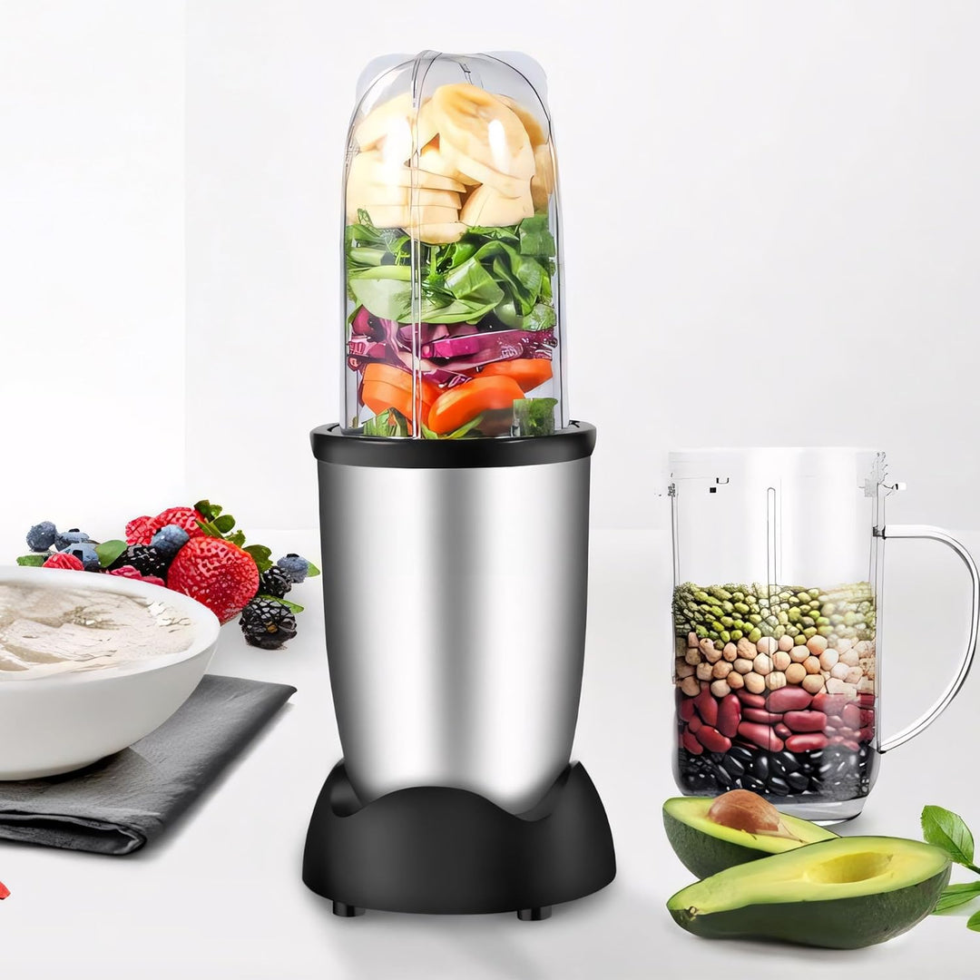 Retoo Standmixer 600 W, 5 Elemente im Set, Edelstahlklinge, 470 ml Smoothie Maker, Zwei Trinkbecher