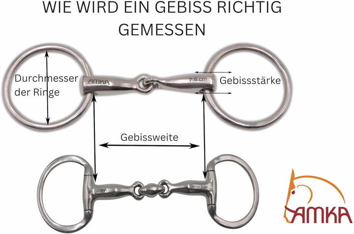 AMKA Knebeltrense Schenkeltrense massiv Edelstahl Stärke 18 mm Ringe 45 mm 12,5, 12,5