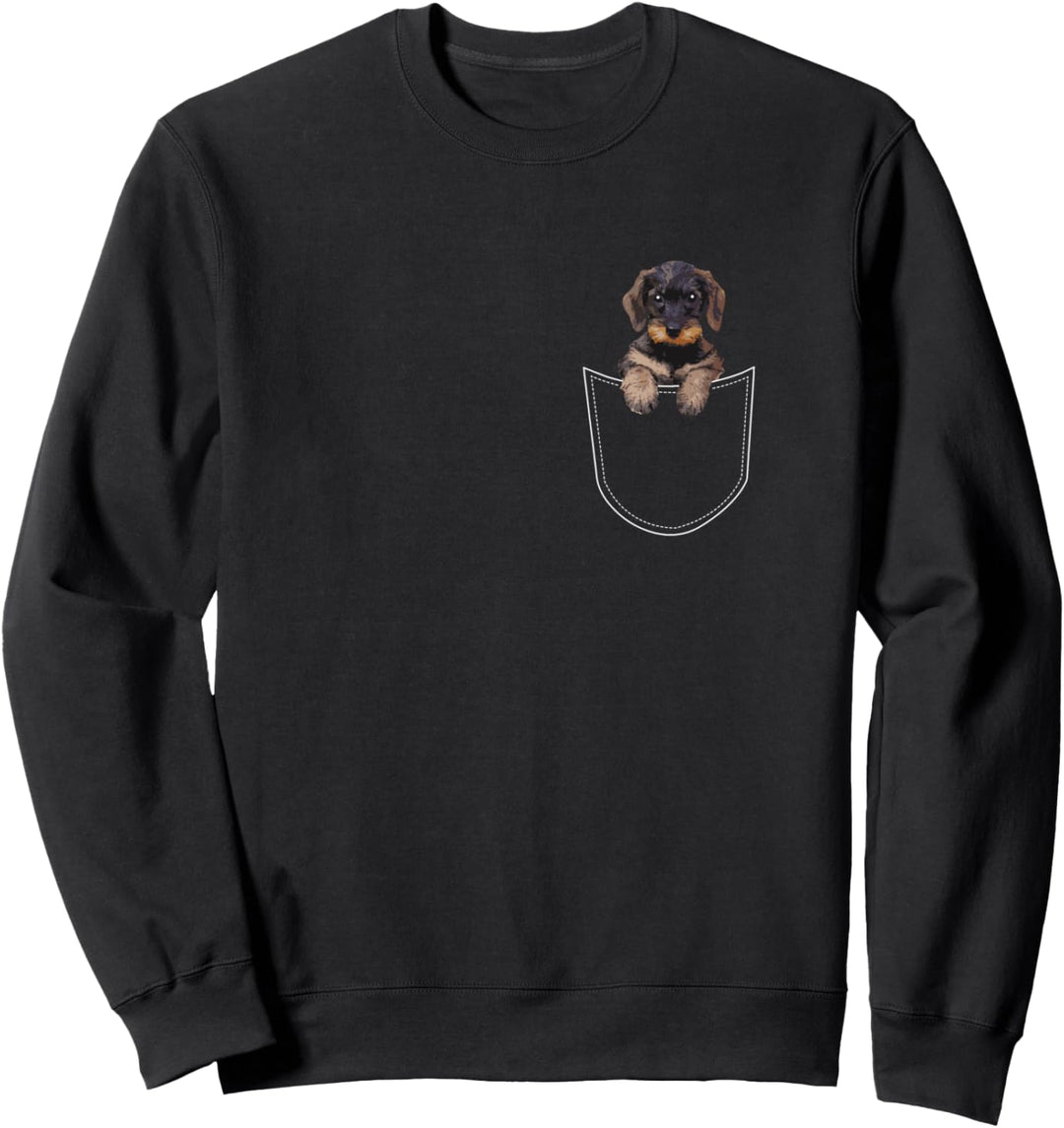 Rauhaardackel Teckel Dachshund in der Vordertasche Brust Sweatshirt