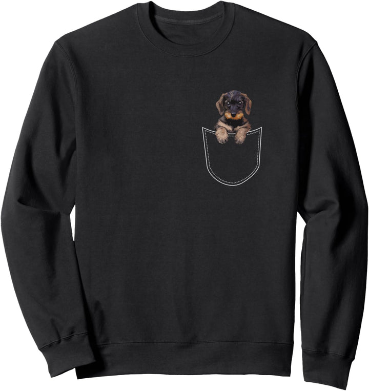 Rauhaardackel Teckel Dachshund in der Vordertasche Brust Sweatshirt
