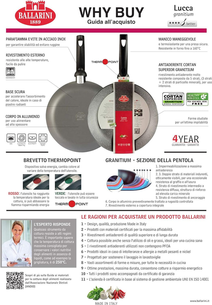 BALLARINI Lucca Granitium Wok, antihaftbeschichtet, 28 cm, grau