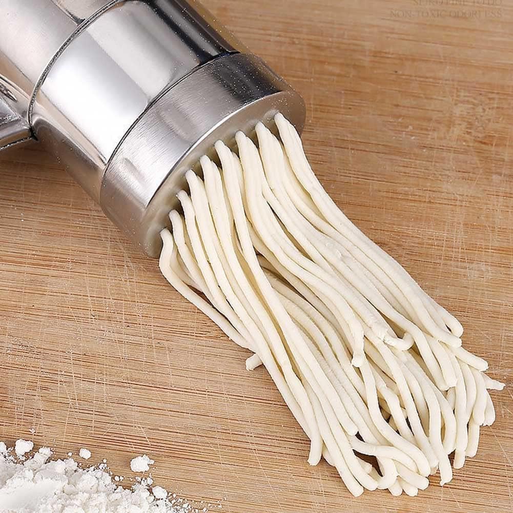 Nudelmaschine,Manuelle Nudelpresse aus Edelstahl,Tragbare Nudelpresse,Spaghetti-Maschine mit 5 Nudel