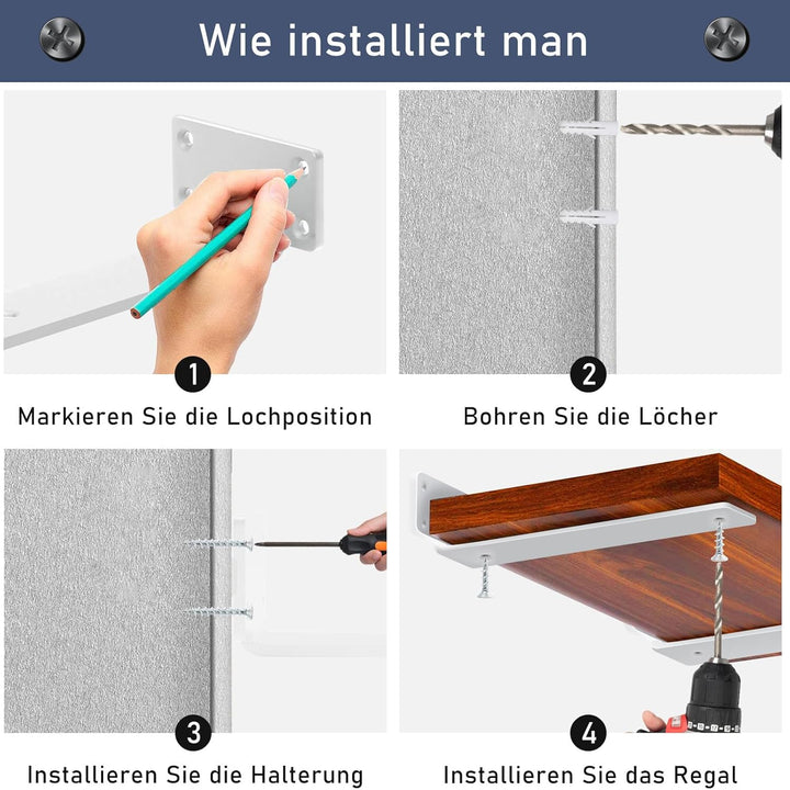 MLOQI 2 stück Regalhalterung, Regalwinkel Schwerlast, Regalhalter Metall, Schwerlastwinkel Wandhalte