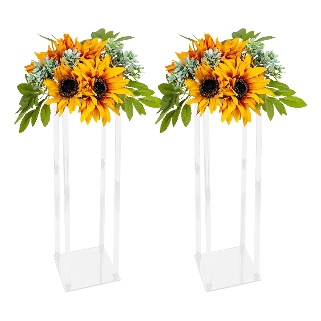 Blumenständer, 2 Stück Acrylic Blumensäule mit Acryldeckel, 20*20*80cm Transparent Blumenregal für H