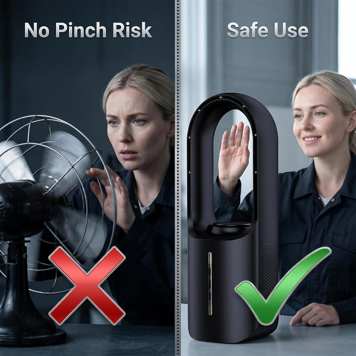 Eznaobo Turmventilator mit Luftreiniger, Rotorloser Ventilator mit Licht, 3 Geschwindigstufen, Touch