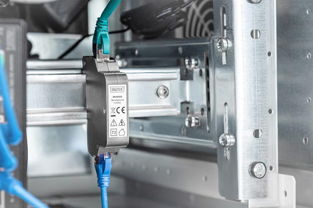 DIGITUS PoE Überspannungsschutz - bis 10 kV - 2X RJ45-Port - PoE++ - DIN-Schienenmontage - IP40 Schu