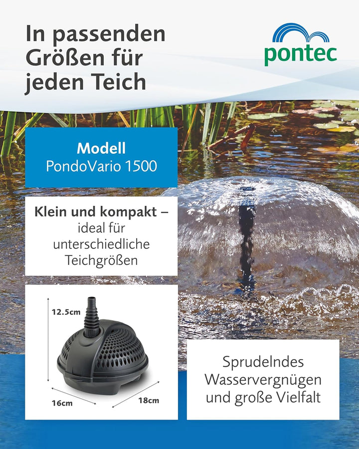 Pontec 57123 Wasserspielpumpe PondoVario 1500, Wasserspiel, Teichpumpe, Fontänenpumpe, Gartenteich 1