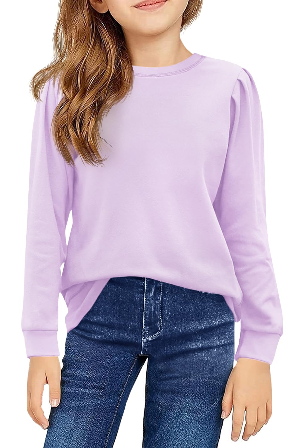 Haloumoning Mädchen Langarm T-Shirt Baumwolle Rundhals Top Leichtgewicht Sport Langarmshirt Basic Ca