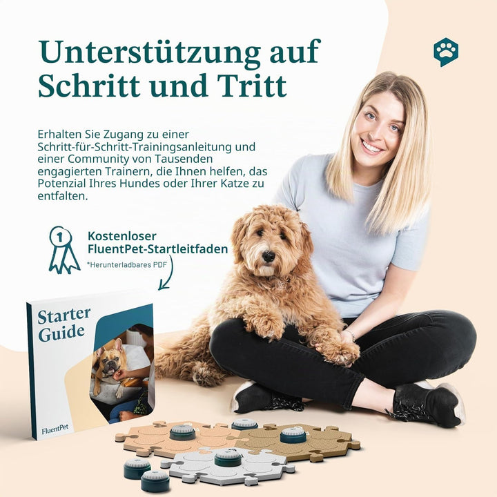 FluentPet Classic Vokabel-Set mit klarerem, nach Oben gerichtetem Ton – 12 bespielbare Tasten mit vo
