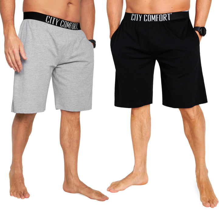 CityComfort Pyjama Shorts Herren, Kurze Schlafanzughose Herren mit Seitentaschen &amp; Elastischem Bund