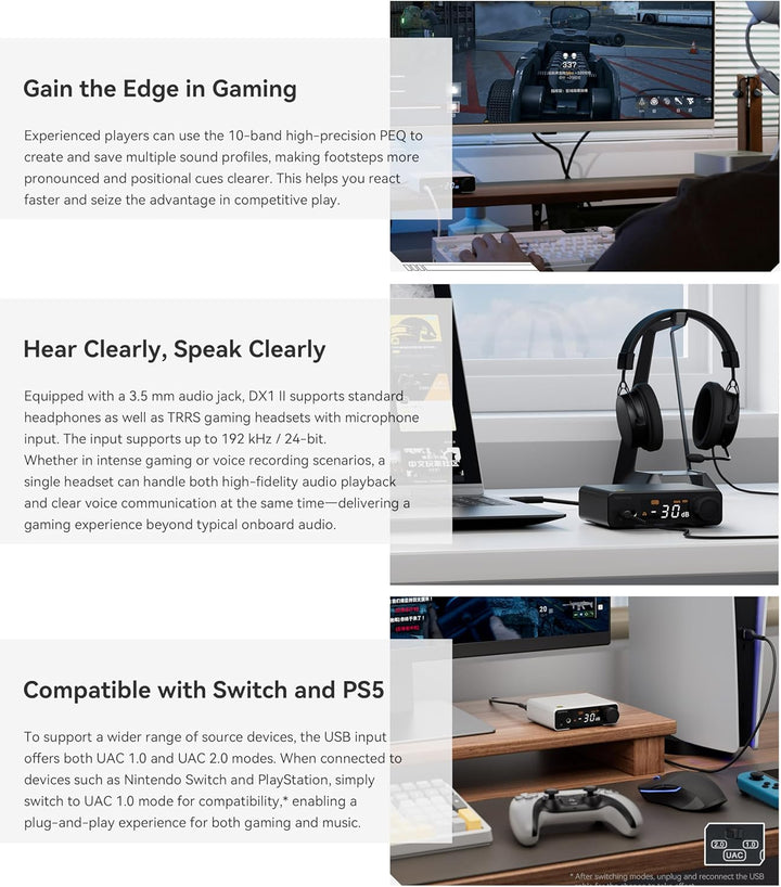 Topping DX1 II Gaming HiFi DAC-Kopfhörerverstärker – ES9039Q2M-Decoder 1000 mW × 2 vollsymmetrischer