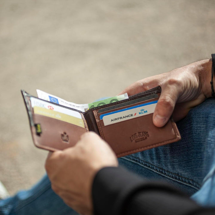 Lois - Geldbörse Herren Leder - Herren Geldbörsen Leder mit RFID Schutz - Geldbörse Herren Klein - G