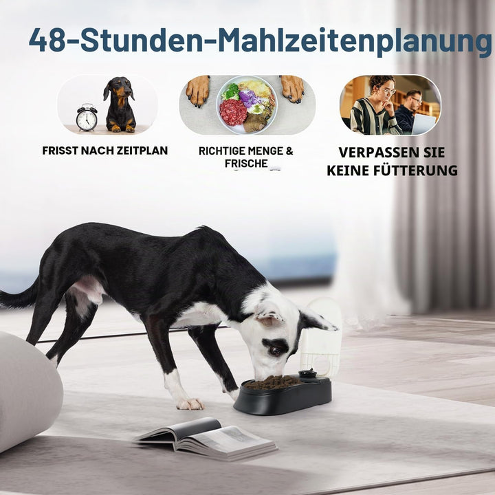 Pawise Automatischer Futterspender für Hunde und Katzen, 1,5 Tassen Futterspender mit 48 Stunden Tim