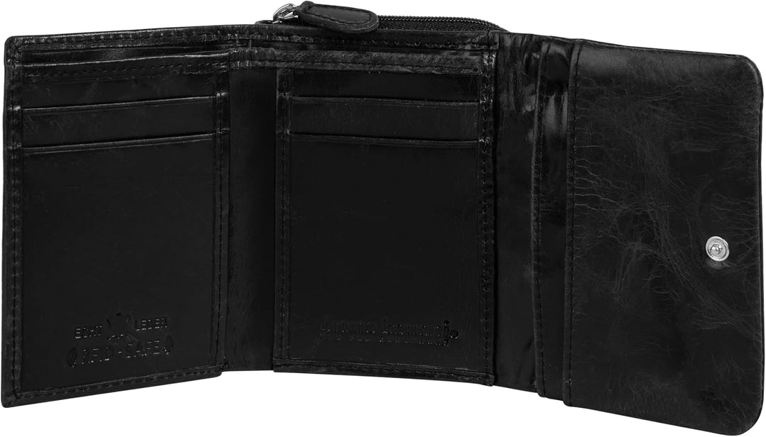 bruno banani Geldbörse echt Leder Damen Schwarz, Schwarz