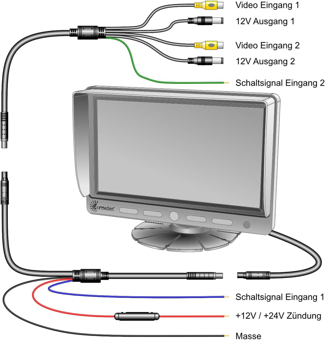 7 Zoll TFT LCD Monitor cm-NMR7 Bildschirm für Rückfahrkamera Kamera System 12V 24V 7" Display Rückfa