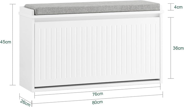SoBuy Schuhschrank Schuhbank mit Sitzfläche, Schuhregal mit Stauraum, Klappe, Sitzkissen, bis 155 kg