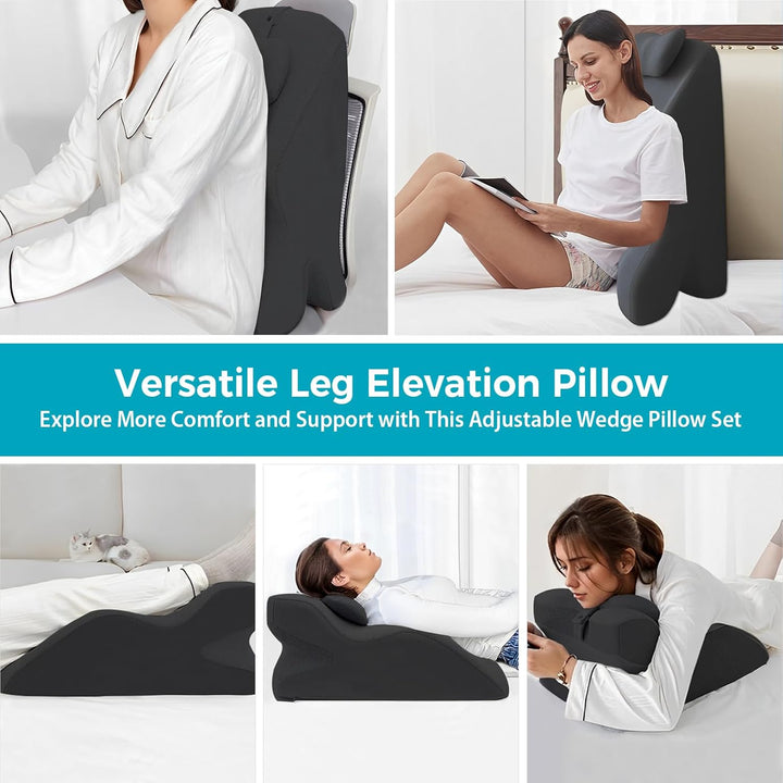 Lesekissen für Bett und Sofa, Multifunktions Keilkissen Rückenkissen, Ergonomisches Memory Schaum Ke
