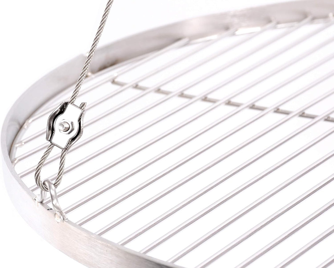 57 cm Grillrost Edelstahl für Schwenkgrill 3 Bein BBQ Grill Rost mit Seil 14 mm Stababstand