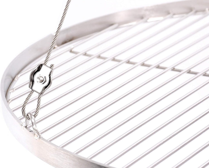 57 cm Grillrost Edelstahl für Schwenkgrill 3 Bein BBQ Grill Rost mit Seil 14 mm Stababstand