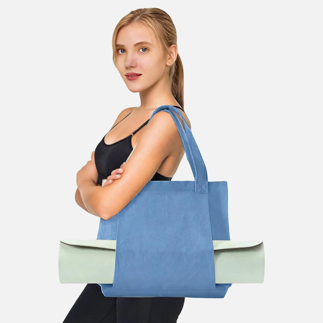 Yogatasche Damen mit Nassfach, Canvas Tasche mit Griffen, Abnehmbare Tasche für Yogamatte, Geeignet