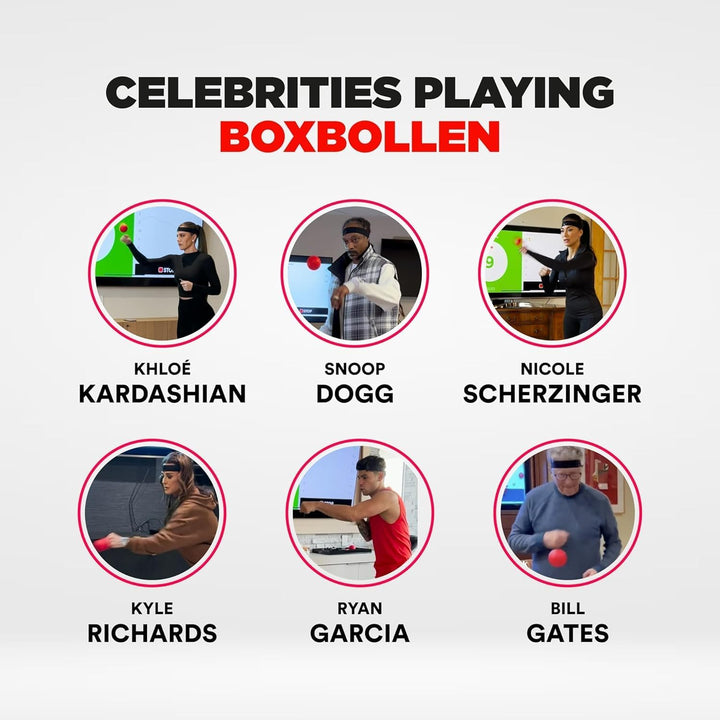 Boxbollen Original mit App, verwendet von Prominenten - MMA Gear Boxball - Boxreflexball mit verstel