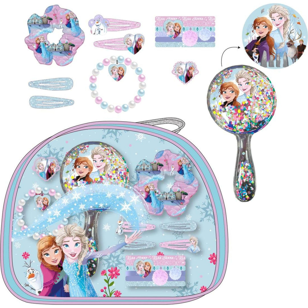 Beauty-Set Kulturbeutel Zubehör Frozen – Kinderfrisur-Set mit Haarreifen, Clips, Spiegel und Armband