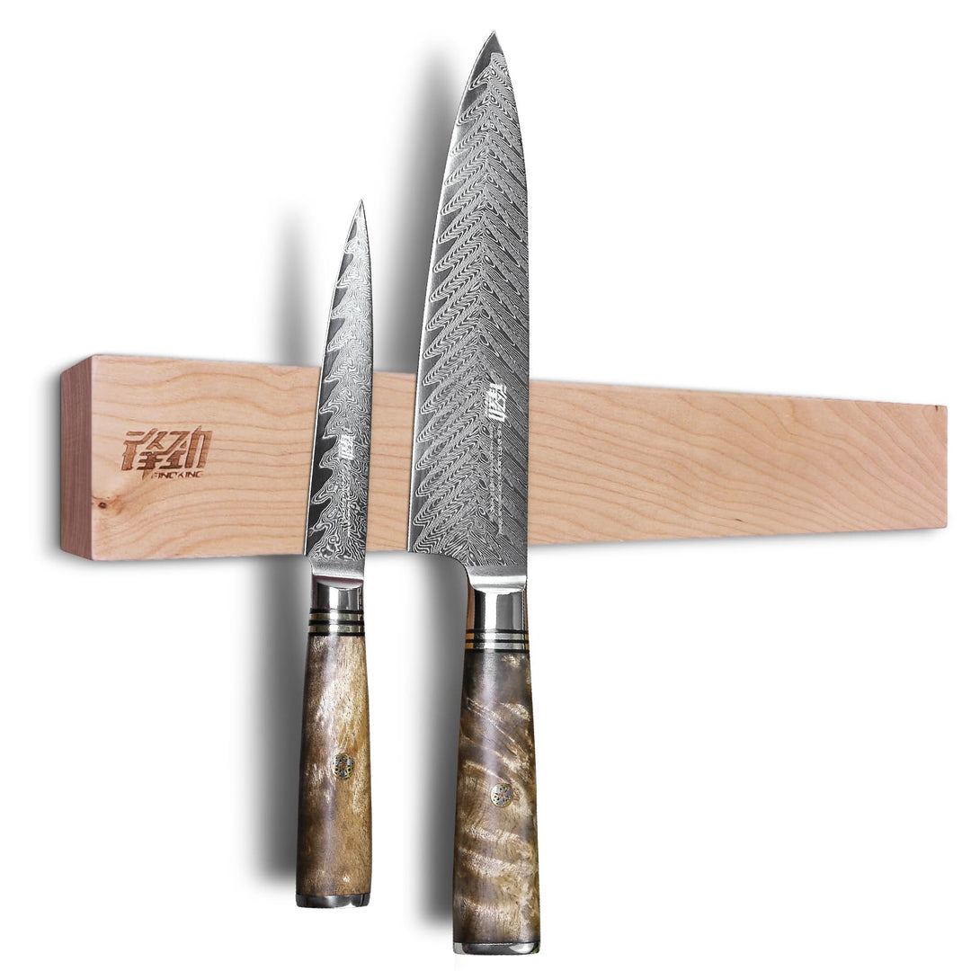 FINDKING Holz Magnetischer Messerleiste, Magnet Utensilienhalter für Wand, Kühlschrank, Holzregal fü