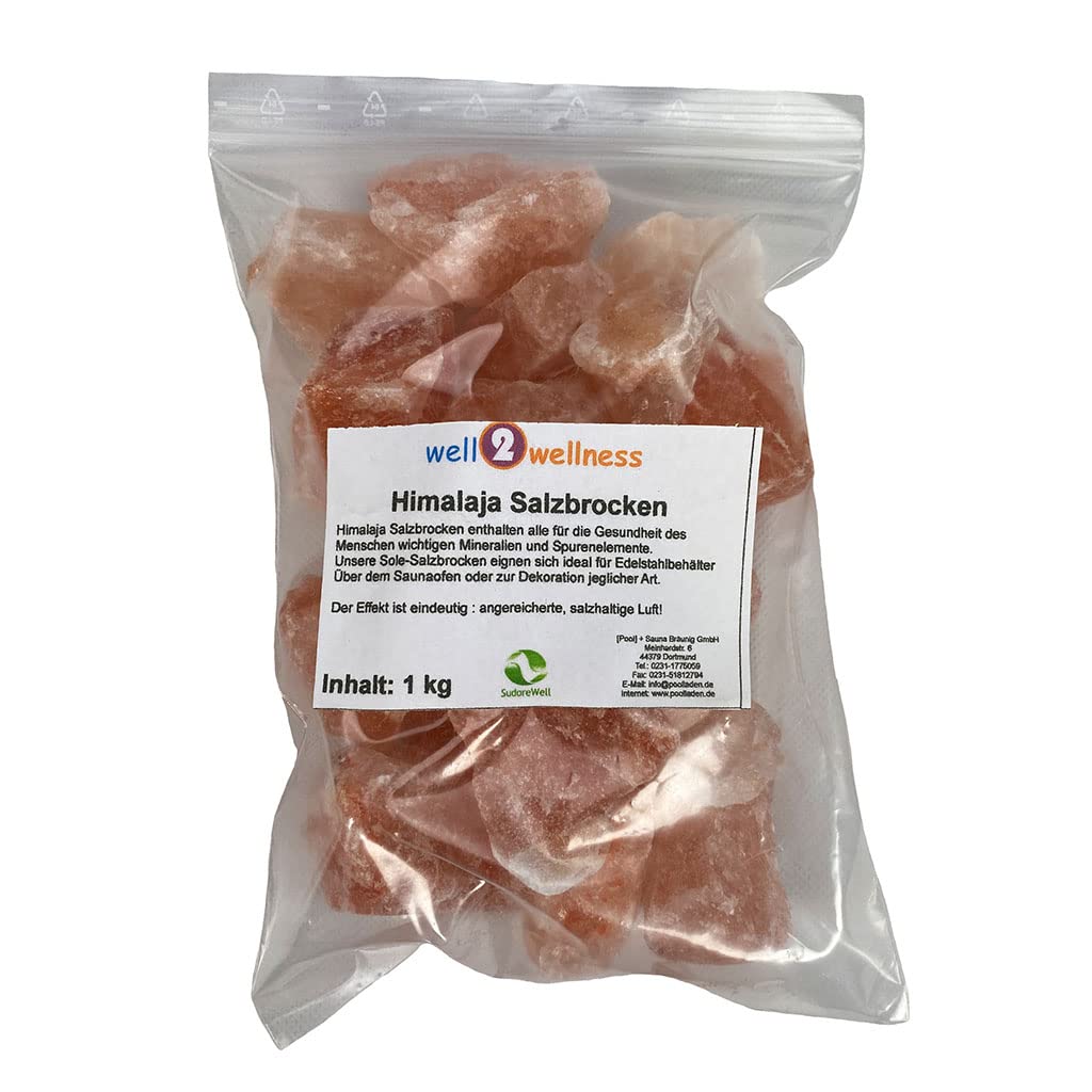 Solebrocken Salzbrocken rosa Steinsalz aus der Salt Range Pakistan 1,0 kg im PE-Beutel 1 x 1,0 kg im